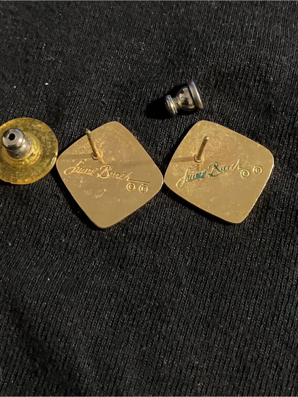 Laurel Burch Gold-Tone Square Cat Face Signature Post Earrings - Picture 3 of 5
